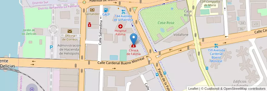 Mapa de ubicacion de Clínica de Fátima en 西班牙, 安达鲁西亚, Sevilla, Sevilla.