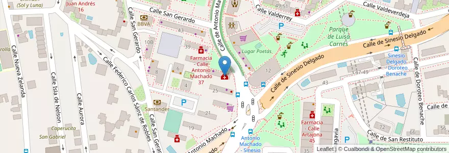 Mapa de ubicacion de Clínica de fisioterapia en 西班牙, Comunidad De Madrid, Comunidad De Madrid, Área Metropolitana De Madrid Y Corredor Del Henares, Madrid.