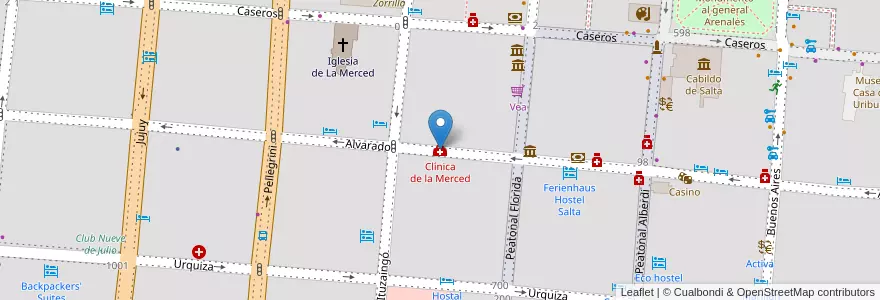 Mapa de ubicacion de Clínica de la Merced en آرژانتین, Salta, Capital, Municipio De Salta, Salta.