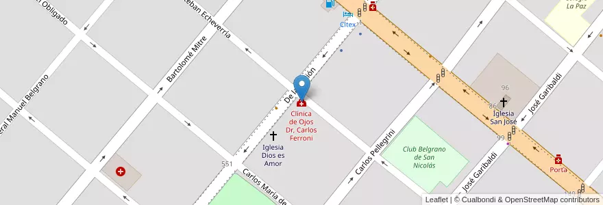 Mapa de ubicacion de Clínica de Ojos Dr, Carlos Ferroni en Argentina, Provincia Di Buenos Aires, Partido De San Nicolás, San Nicolás De Los Arroyos.