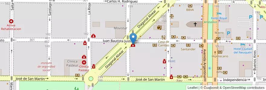Mapa de ubicacion de Clínica de ojos Santa Lucia en Argentina, Chile, Wilayah Neuquén, Departamento Confluencia, Municipio De Neuquén, Neuquén.