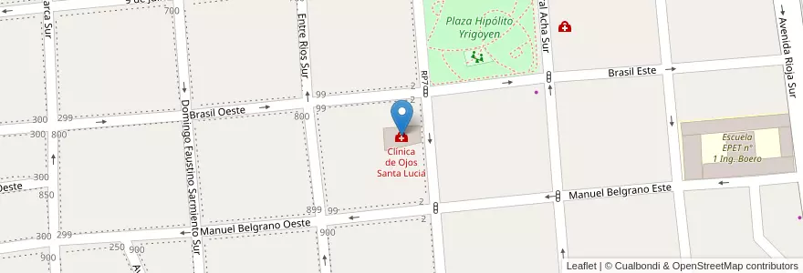 Mapa de ubicacion de Clínica de Ojos Santa Lucia en Argentinien, San Juan, Chile, Capital.