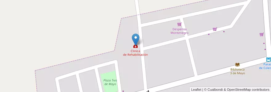 Mapa de ubicacion de Clinica de Rehabilitación en Argentinië, Chili, Mendoza, Distrito Tres De Mayo, Departamento Lavalle, Tres De Mayo.