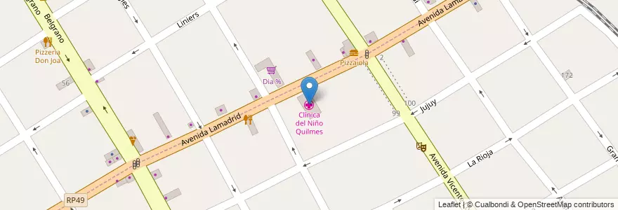 Mapa de ubicacion de Clínica del Niño Quilmes en Argentine, Province De Buenos Aires, Partido De Quilmes, Quilmes.