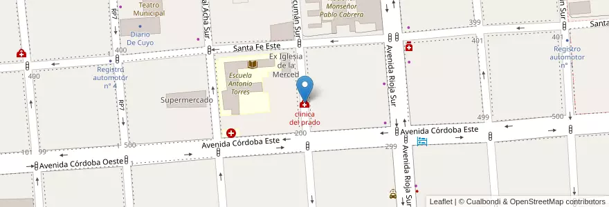 Mapa de ubicacion de clinica del prado en アルゼンチン, サンフアン州, チリ, Capital.