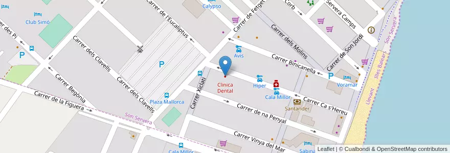 Mapa de ubicacion de Clinica Dental en スペイン, バレアレス諸島, España (Mar Territorial), Llevant, バレアレス諸島, Son Servera.