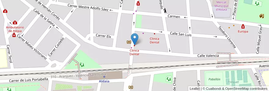 Mapa de ubicacion de Clínica Dental en スペイン, バレンシア州, València / Valencia, L'Horta Oest, Aldaia.