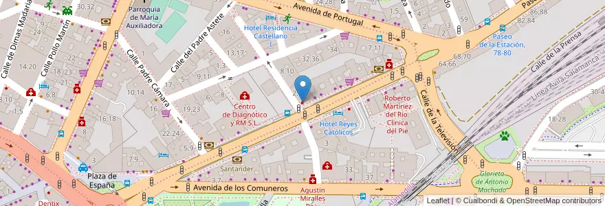 Mapa de ubicacion de Clínica Dental Adeslas en 西班牙, Castilla Y León, Salamanca, Campo De Salamanca, Salamanca.