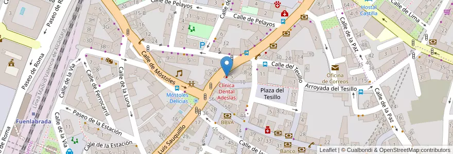 Mapa de ubicacion de Clínica Dental Adeslas en Spain, Community Of Madrid, Community Of Madrid, Área Metropolitana De Madrid Y Corredor Del Henares, Fuenlabrada.