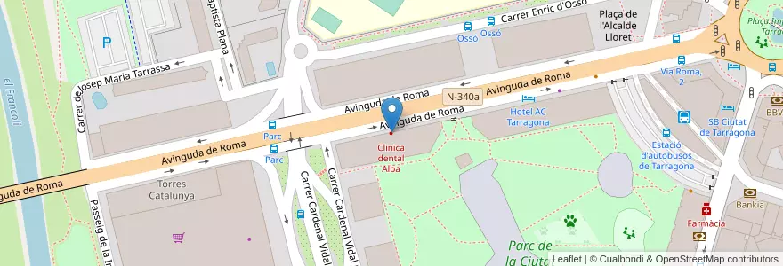 Mapa de ubicacion de Clinica dental Alba en 스페인, Catalunya, Tarragona, Tarragonès, 타라고나.