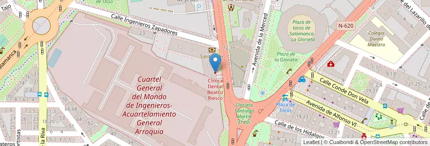Mapa de ubicacion de Clínica Dental Beatriz Riesco en Испания, Кастилия И Леон, Саламанка, Campo De Salamanca, Саламанка.
