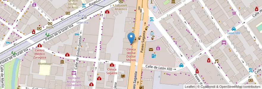 Mapa de ubicacion de Clínica dental Doctor Montis en İspanya, Aragón, Zaragoza, Zaragoza, Zaragoza.