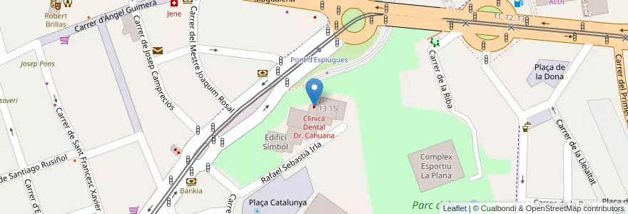 Mapa de ubicacion de Clínica Dental Dr. Cahuana en España, Catalunya, Barcelona, Baix Llobregat, Esplugues De Llobregat.