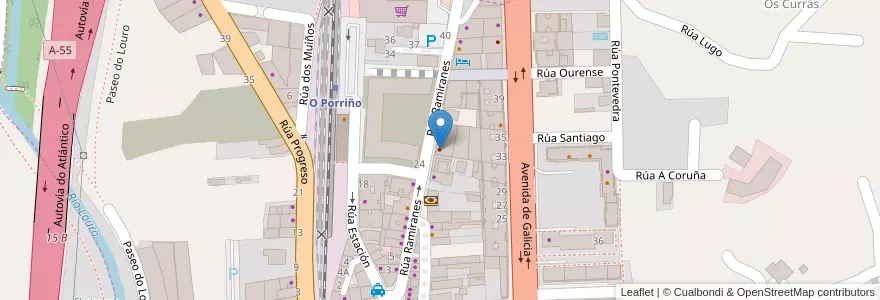 Mapa de ubicacion de Clínica Dental Dr. Vieito en スペイン, ガリシア州, Pontevedra, Vigo, O Porriño.