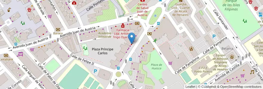 Mapa de ubicacion de Clínica Dental Dra. A. Cumplido en اسپانیا, بخش خودمختار مادرید, بخش خودمختار مادرید, Área Metropolitana De Madrid Y Corredor Del Henares, الکالا د هنارس.
