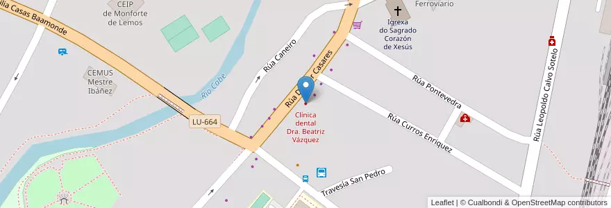Mapa de ubicacion de Clínica dental Dra. Beatriz Vázquez en اسپانیا, Galicia / Galiza, Lugo, Terra De Lemos, Monforte De Lemos.