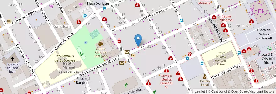 Mapa de ubicacion de Clínica dental Duran i Burgos en 스페인, Catalunya, Barcelona, Garraf, Vilanova I La Geltrú.
