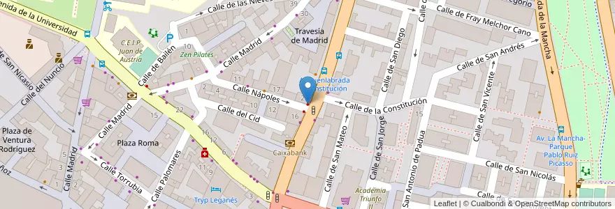 Mapa de ubicacion de Clínica dental priedent en إسبانيا, منطقة مدريد, منطقة مدريد, Área Metropolitana De Madrid Y Corredor Del Henares, Leganés.