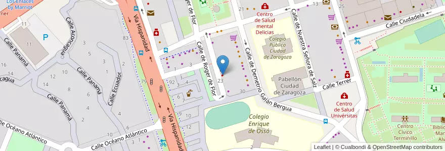 Mapa de ubicacion de Clinica Dental Roger de Flor en Испания, Арагон, Сарагоса, Zaragoza, Сарагоса.