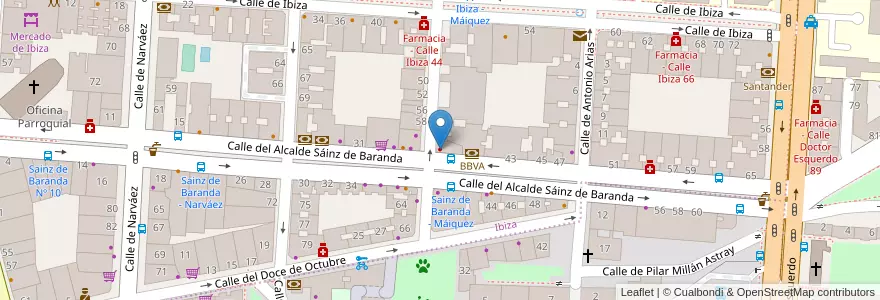 Mapa de ubicacion de Clínica Dental Sainz De Baranda 39 en スペイン, マドリード州, Comunidad De Madrid, Área Metropolitana De Madrid Y Corredor Del Henares, Madrid.