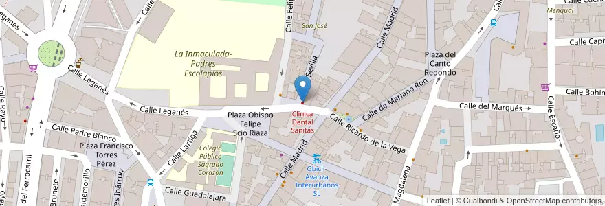 Mapa de ubicacion de Clínica Dental Sanitas en Spain, Community Of Madrid, Community Of Madrid, Área Metropolitana De Madrid Y Corredor Del Henares, Getafe.