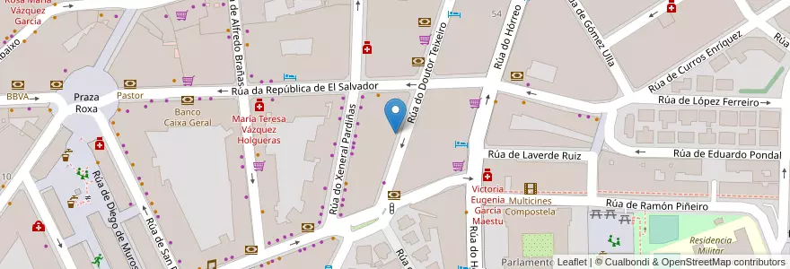 Mapa de ubicacion de Clínica do Pé Manuel Tojo en España, Galicia / Galiza, A Coruña, Santiago, Santiago De Compostela.