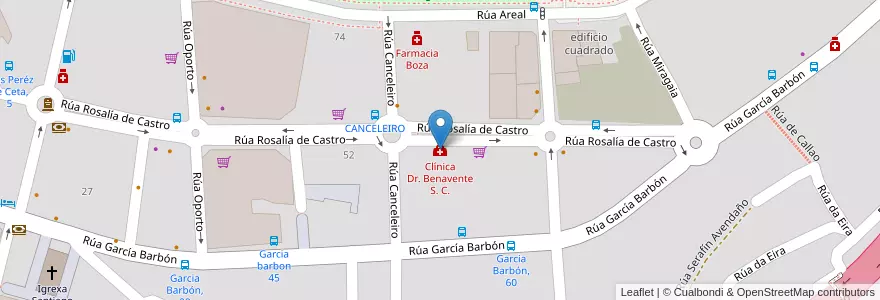 Mapa de ubicacion de Clínica Dr. Benavente S. C. en Spanien, Galicien, Pontevedra, Vigo, Vigo.