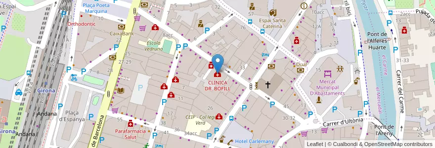 Mapa de ubicacion de CLÍNICA DR. BOFILL en スペイン, カタルーニャ州, ジローナ, Gironès, ジローナ.