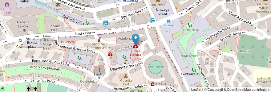 Mapa de ubicacion de Clinica Estetica Abontza en España, Euskadi, Gipuzkoa, Debabarrena, Eibar.