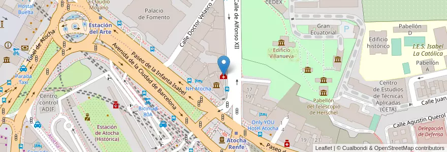Mapa de ubicacion de Clínica Eugin Madrid en إسبانيا, منطقة مدريد, منطقة مدريد, Área Metropolitana De Madrid Y Corredor Del Henares, مدريد.