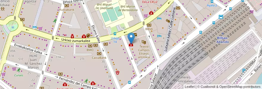 Mapa de ubicacion de Clinica Euskalduna en 西班牙, 巴斯克, 比斯开, Bilboaldea, 毕尔巴鄂.