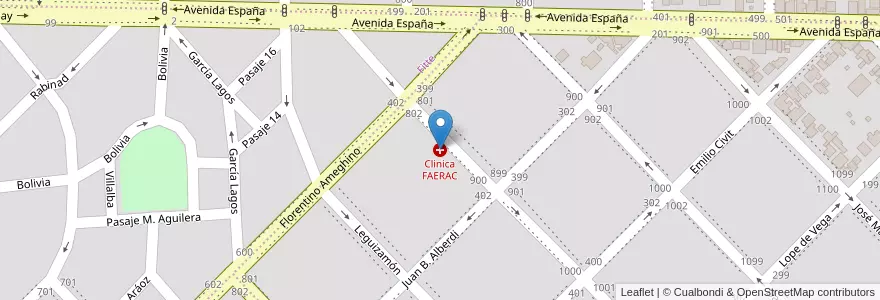 Mapa de ubicacion de Clinica FAERAC en Argentinië, La Pampa, Municipio De Santa Rosa, Departamento Capital, Santa Rosa.