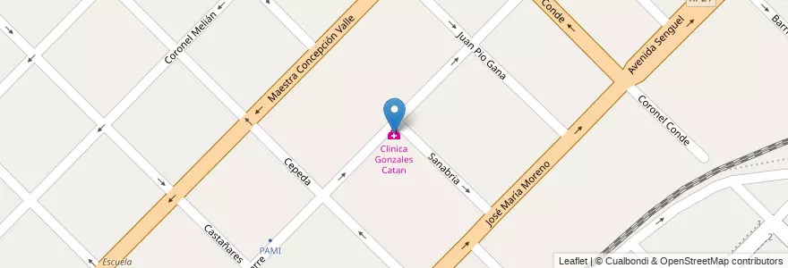 Mapa de ubicacion de Clinica Gonzales Catan en Arjantin, Buenos Aires, Partido De La Matanza, González Catán.