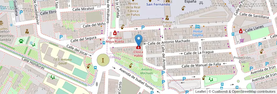 Mapa de ubicacion de Clínica Habla en スペイン, マドリード州, Comunidad De Madrid, Área Metropolitana De Madrid Y Corredor Del Henares, San Fernando De Henares, Coslada.