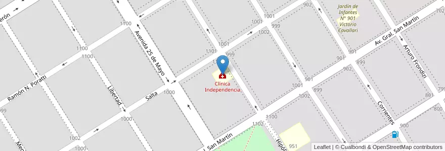 Mapa de ubicacion de Clínica Independencia en الأرجنتين, بوينس آيرس, Partido De Nueve De Julio, Cuartel Nueve De Julio Rural, 9 De Julio, Nueve De Julio.