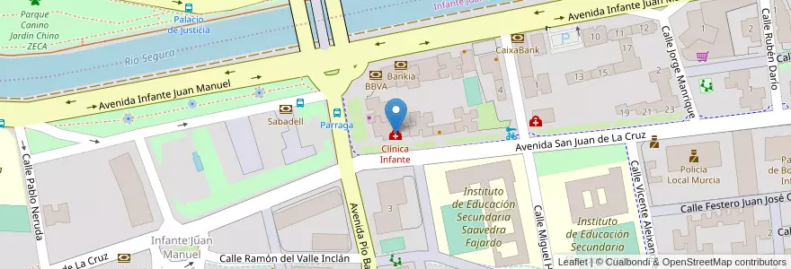 Mapa de ubicacion de Clínica Infante en スペイン, ムルシア州, ムルシア州, Área Metropolitana De Murcia, Murcia.