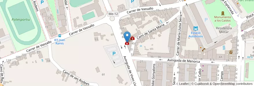 Mapa de ubicacion de Clinica Juaneda Mahon en スペイン, バレアレス諸島, España (Mar Territorial), Menorca, バレアレス諸島, Maó.