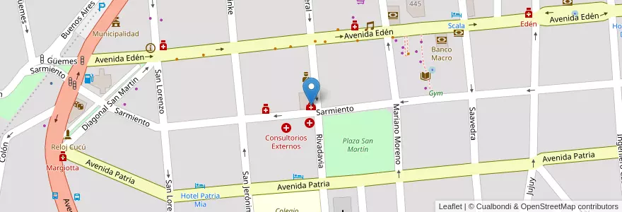 Mapa de ubicacion de Clínica la Falda en Arjantin, Córdoba, Departamento Punilla, Pedanía San Antonio, Municipio De La Falda.