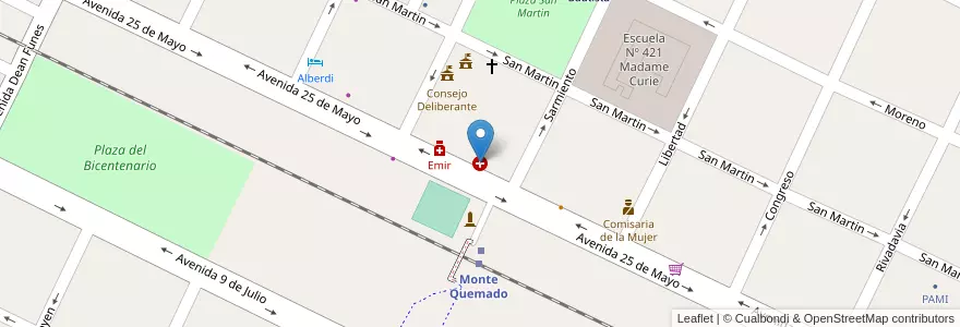 Mapa de ubicacion de Clinica La Natividad en アルゼンチン, サンティアゴ・デル・エステロ州, Departamento Copo.