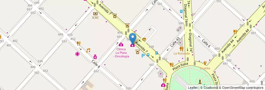 Mapa de ubicacion de Clinica La Plata, Casco Urbano en 阿根廷, 布宜诺斯艾利斯省, Partido De La Plata, La Plata.