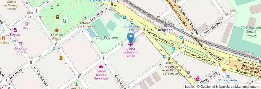Mapa de ubicacion de Clínica La Sagrada Familia, Belgrano en Argentina, Ciudad Autónoma De Buenos Aires, Buenos Aires, Comuna 13.