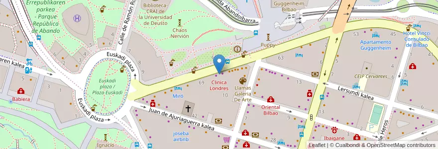Mapa de ubicacion de Clinica Londres en Испания, Страна Басков, Bizkaia, Bilboaldea, Бильбао.