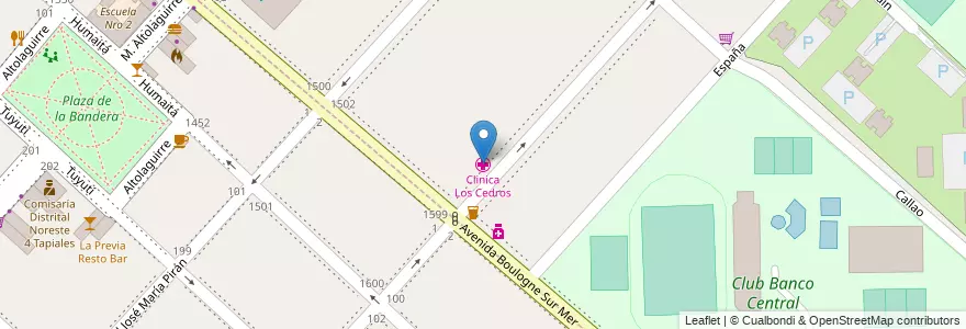 Mapa de ubicacion de Clinica Los Cedros en Argentina, Buenos Aires, Partido De La Matanza, Villa Madero, Tapiales.