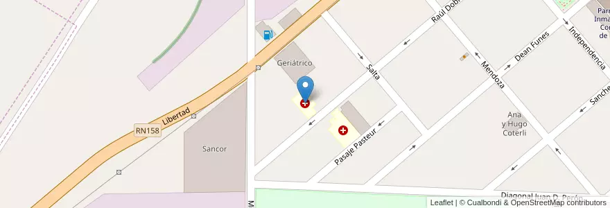 Mapa de ubicacion de Clínica Luis Guerberoff en Argentine, Córdoba, Departamento Río Segundo, Pedanía Calchín, Municipio De Pozo Del Molle, Pozo Del Molle.