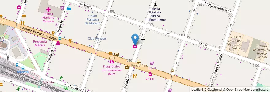 Mapa de ubicacion de Clínica Mariano Moreno en الأرجنتين, بوينس آيرس, Partido De Moreno, Moreno.