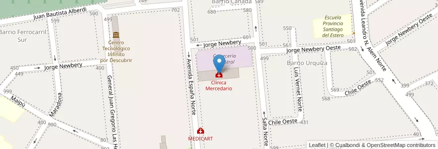 Mapa de ubicacion de Clínica Mercedario en Argentina, San Juan, Chile, Capital.