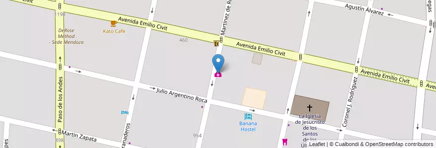 Mapa de ubicacion de Clinica Mira en Argentinien, Chile, Mendoza, Departamento Capital, Ciudad De Mendoza, Sección 5ª Residencial Sur.