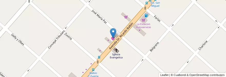 Mapa de ubicacion de Clinica Mitre Veterinaria en 阿根廷, 布宜诺斯艾利斯省, Partido De San Miguel, San Miguel.