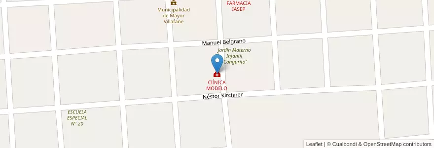 Mapa de ubicacion de ClÍNICA MODELO en Arjantin, Formosa, Departamento Pirané, Municipio De Mayor Vicente Villafañe.