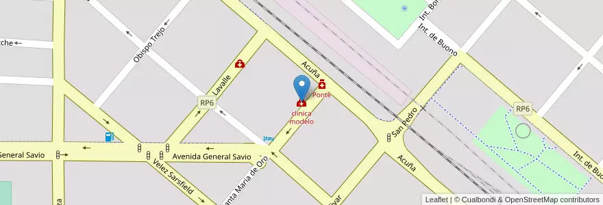 Mapa de ubicacion de clinica modelo en Arjantin, Córdoba, Departamento Tercero Arriba, Municipio De Río Tercero, Pedanía Salto, Río Tercero.
